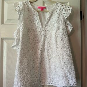 Lilly Pulitzer white eyelet blouse sz xl